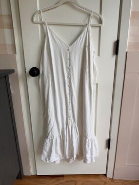 Aakaa White Button-Front Midi Dress